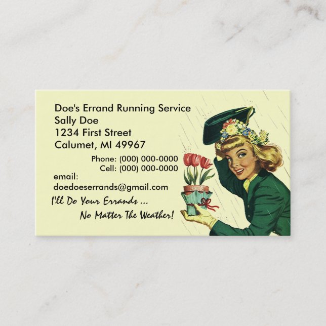 GR8 Retro Business Card Errand Running Services (Front)