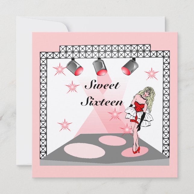 GR8 SWEET SIXTEEN 16 KARAOKE PARTY INVITATION (Front)