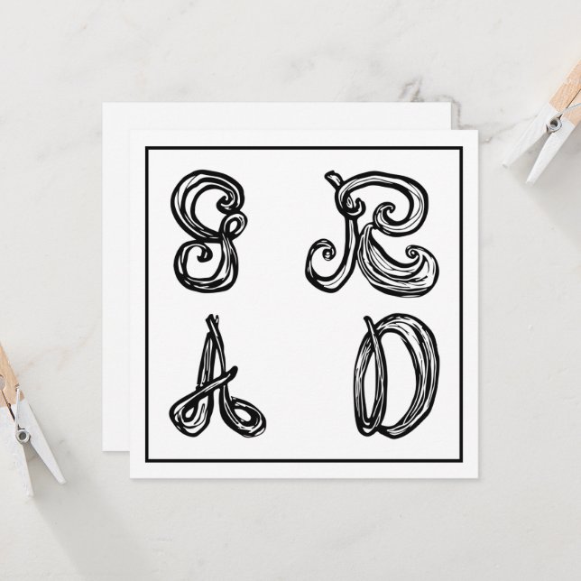 GR AD Fabric Font Letters Graduation Flat Card (Front/Back In Situ)