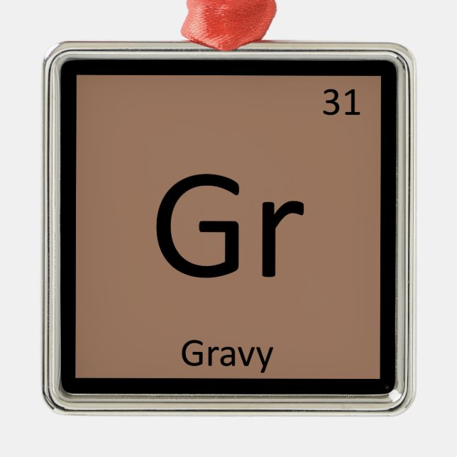 Gr - Gravy Condiment Chemistry Periodic Table Metal Tree Decoration (Front)