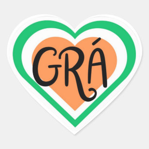 Grá - Irish Love design - Irish Language Heart Sticker