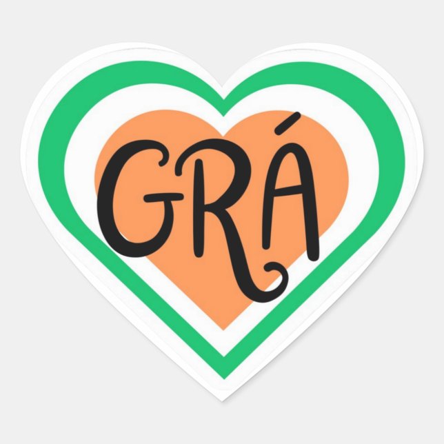 Grá - Irish Love design - Irish Language Heart Sticker (Front)