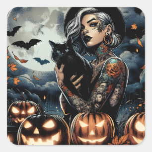 Grab a Broom   Witch Themed Halloween Party Square Sticker