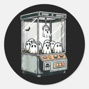 Grab A Ghost Claw Machine Arcade Funny Halloween Classic Round Sticker