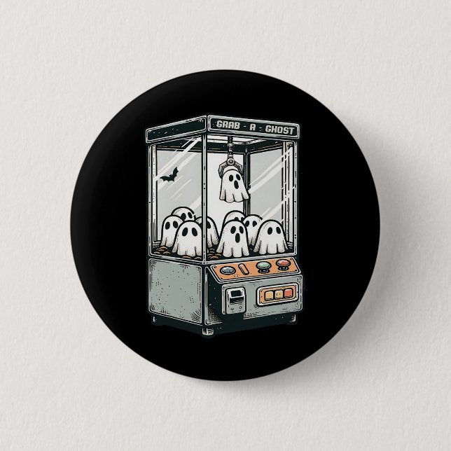 Grab A Ghost Claw Machine Arcade Funny Halloween K 6 Cm Round Badge (Front)