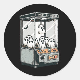 Grab A Ghost Claw Machine Arcade Funny Halloween K Classic Round Sticker