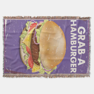 Grab a Hamburger Vintage Food Poster. Throw Blanket