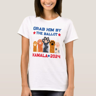 Grab Him by the Ballot Cat Lady Kamala Harris 2024 T-Shirt