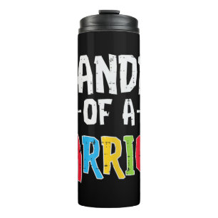 Grab this cute Grandma Of A Warrior T-Shirt for me Thermal Tumbler