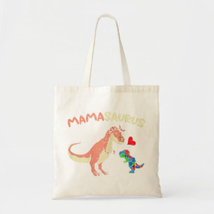 Grab this cute Mamasaurus Heart Puzzle Dino T-Shir Tote Bag