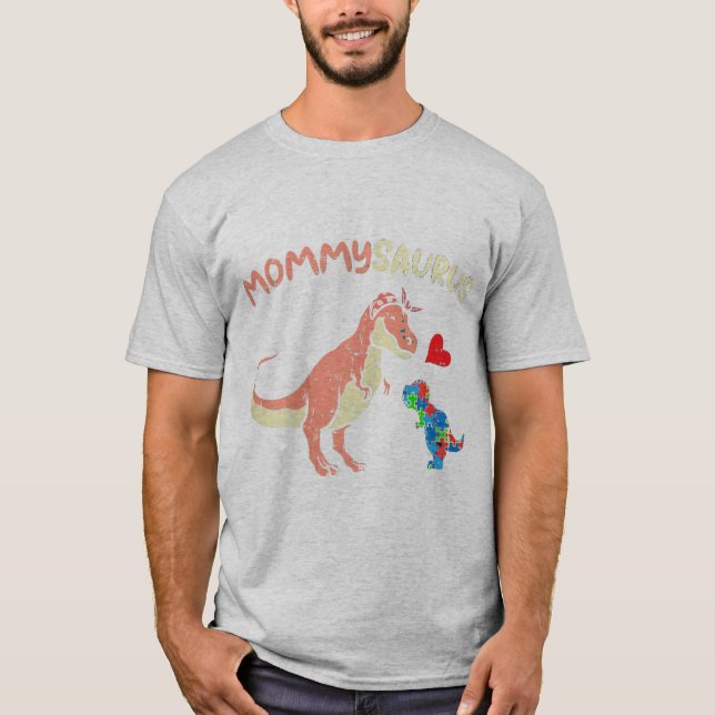 Grab this cute Mommysaurus Puzzle Dinosaur T-Shirt (Front)