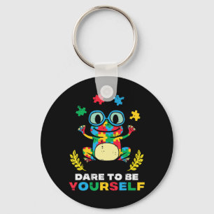 Grab this cute Puzzle Frog Dare To Be Yourself T-S Key Ring