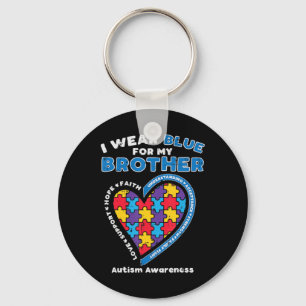 Grab this cute Puzzle I Wear Blue For My Brother T Key Ring