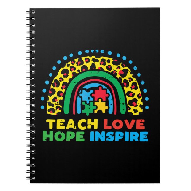 Grab this cute Teach Love Hope Inspire SPED T-Shir Notebook (Front)