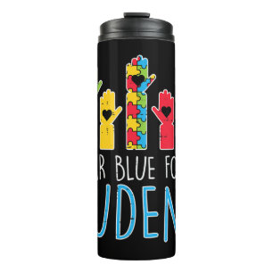Grab this cute Wear Blue For My Students T-Shirt f Thermal Tumbler