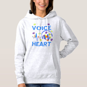 Grab this "I Am His Voice He Is My Heart Autism Aw Hoodie