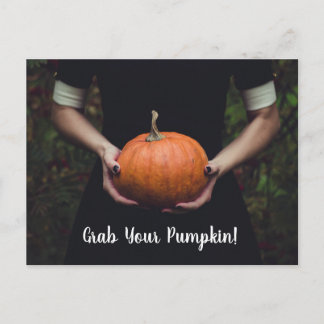 Grab Your Pumpkin - Pumpkin Carving Party Postcard