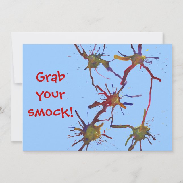 Grab your smock! Paint birthday invitations (Front)