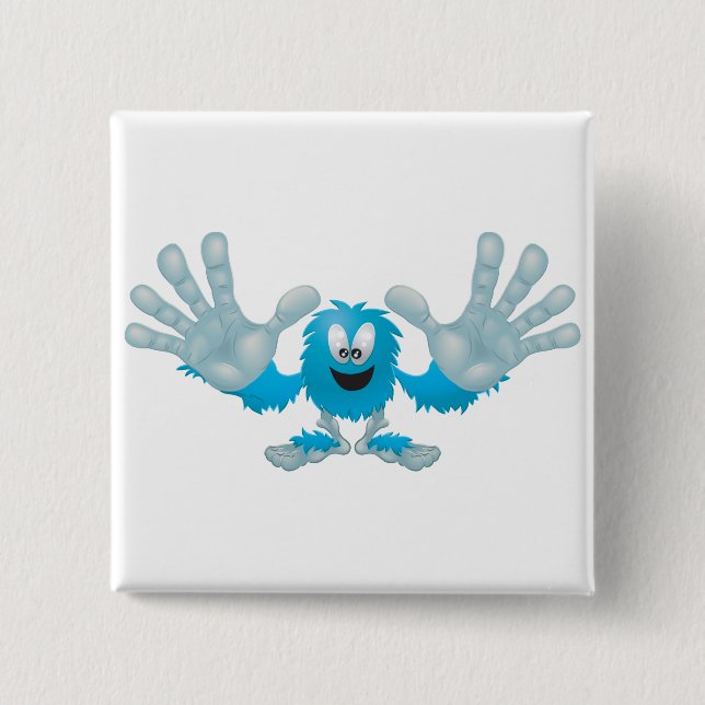 grabby slap ten furry blue goofy monster 15 cm square badge (Front)