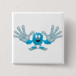 grabby slap ten furry blue goofy monster 15 cm square badge