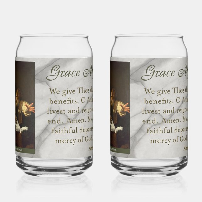 Grace After Meals Prayer Can Glass (Left)