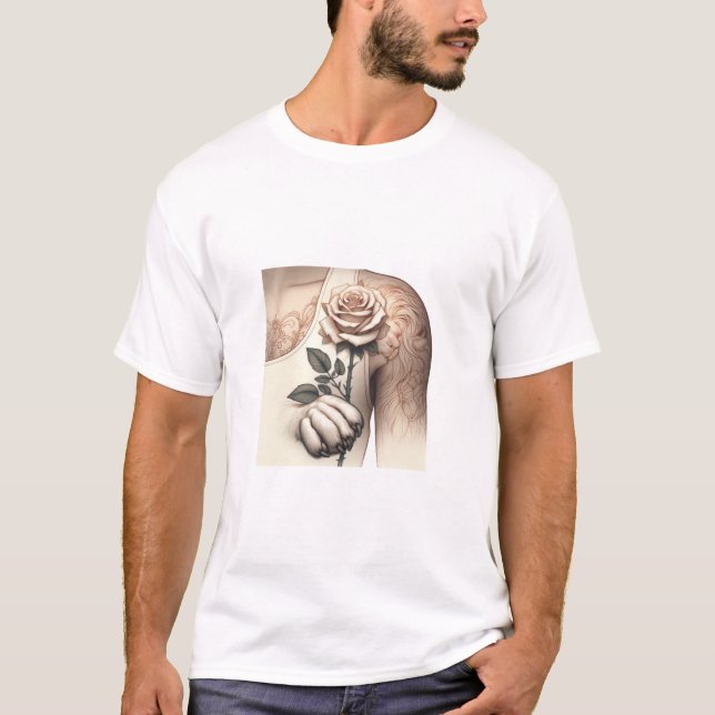 Grace and Strength: The Lioness and the Rose Tatto T-Shirt (Front)