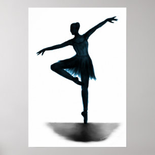 "Grace" ballerina poster - blue