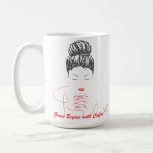Grace Begins with Coffee Typography Mug