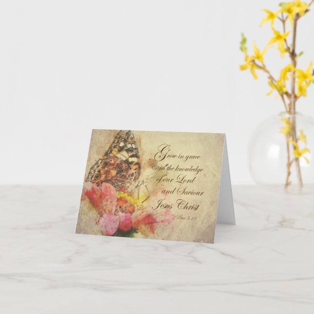 Grace Bible Verse (KJV) Praying for You Christian Card (Yellow Flower)