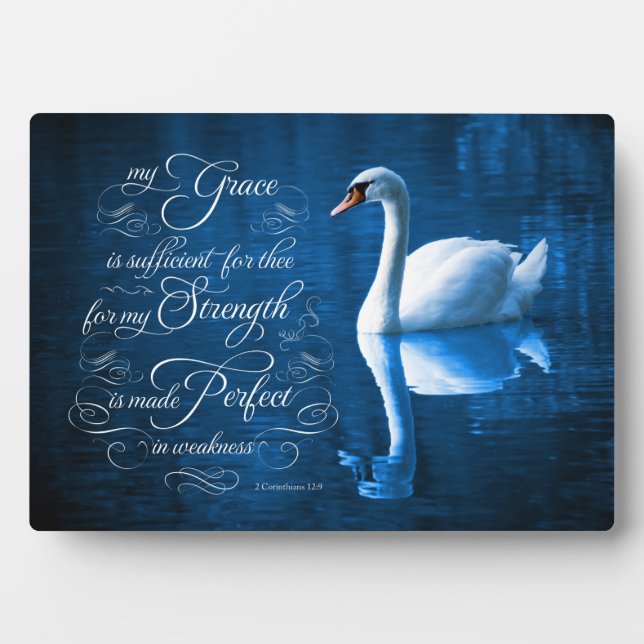 Grace Bible Verse Mute Swan Easel Plaque (Front)