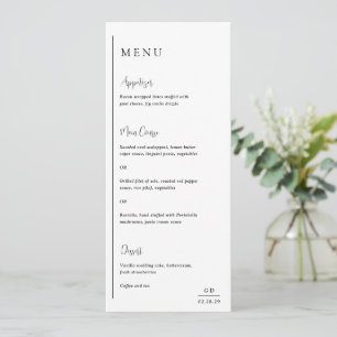 Grace Black and White Modern Wedding Menu