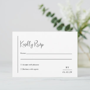 Grace Black and White Modern Wedding RSVP Card