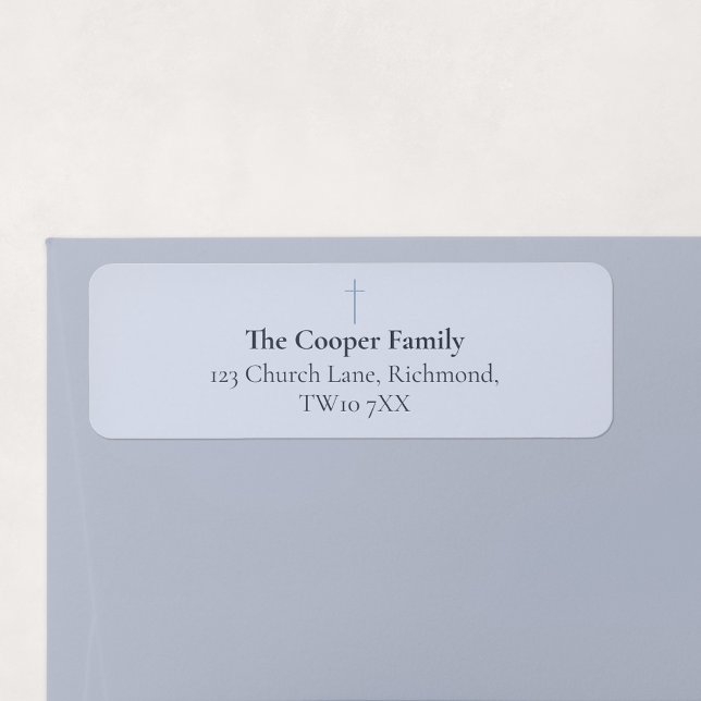 Grace Blue Minimal Cross Family Return Address (Grace | Blue - Minimal Cross Family Return Address Label)