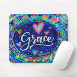 Grace Blue Modern Whimsical Inspirivity Mouse Mat