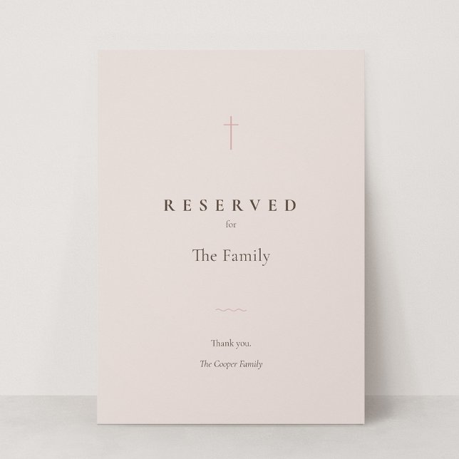 Grace Blush Christian Cross Reserved Seating Sign (Grace | Blush - Reserved Seating Card)