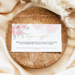 GRACE Blush Floral Spring Girl Baby Diaper Raffle Place Card