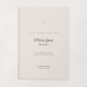 Grace Blush Minimal Cross Folded Baptism Programme