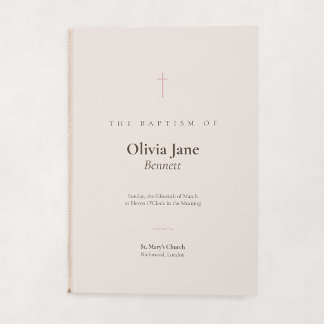 Grace Blush Minimal Cross Folded Baptism Programme
