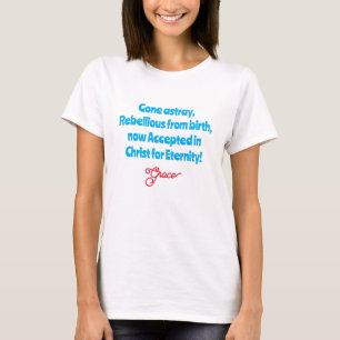 Grace Christian Quote with Blue and Red Typography T-Shirt