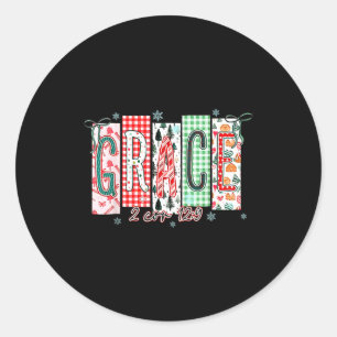 Grace Christmas Santa Coquette Bow Women Girls Classic Round Sticker