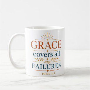 Grace Covers All My Failures Christian Typography Coffee Mug