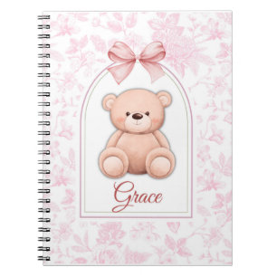 Grace Custom Pink Teddy Bear Nursery Design Notebook