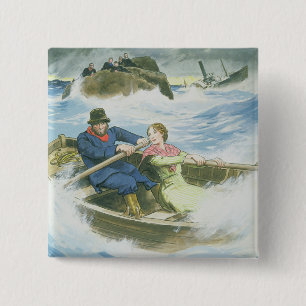 Grace Darling (1815-41) and her father rescuing su 15 Cm Square Badge