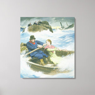 Grace Darling (1815-41) and her father rescuing su Canvas Print