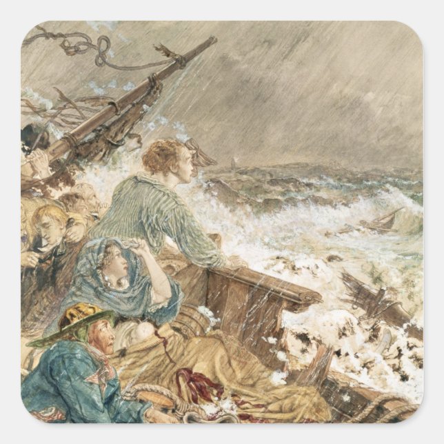 Grace Darling and her father saving the shipwrecke Square Sticker (Front)