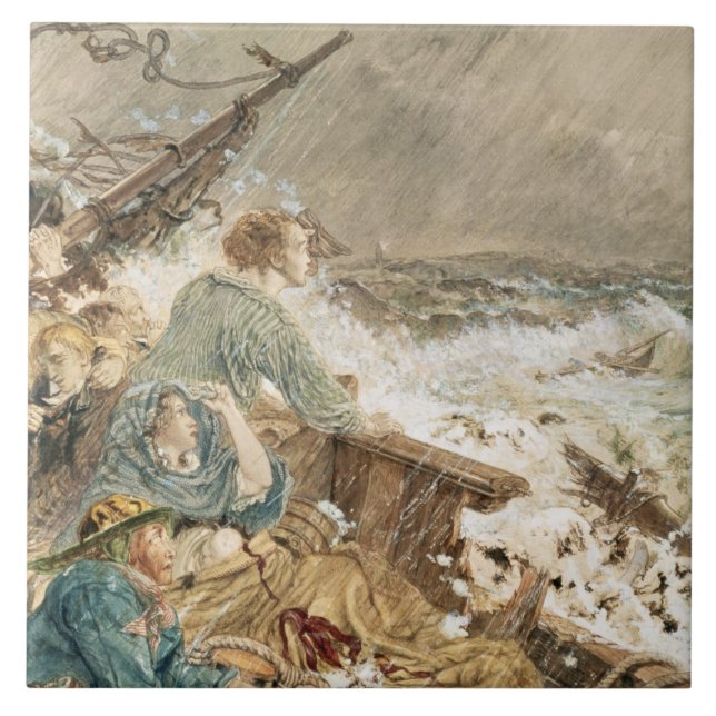 Grace Darling and her father saving the shipwrecke Tile (Front)