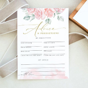 GRACE Elegant Blush Floral Baby Advice Predictions Invitation