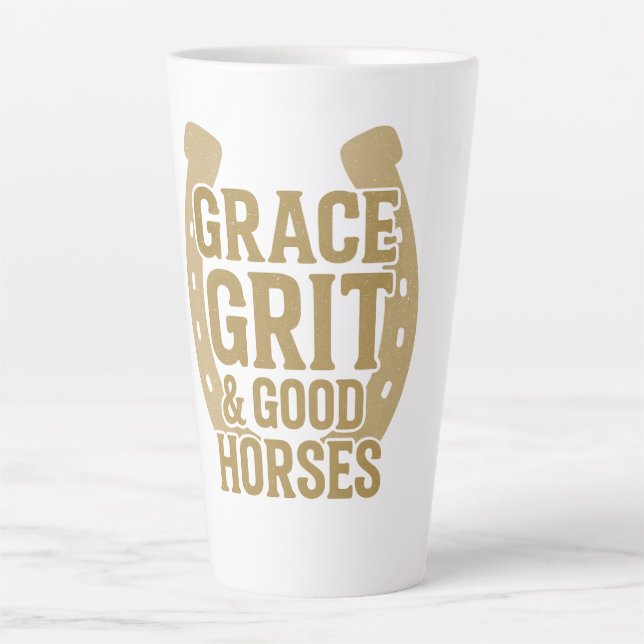 Grace, Grit & Good Horses Western Latte Mug (Front)