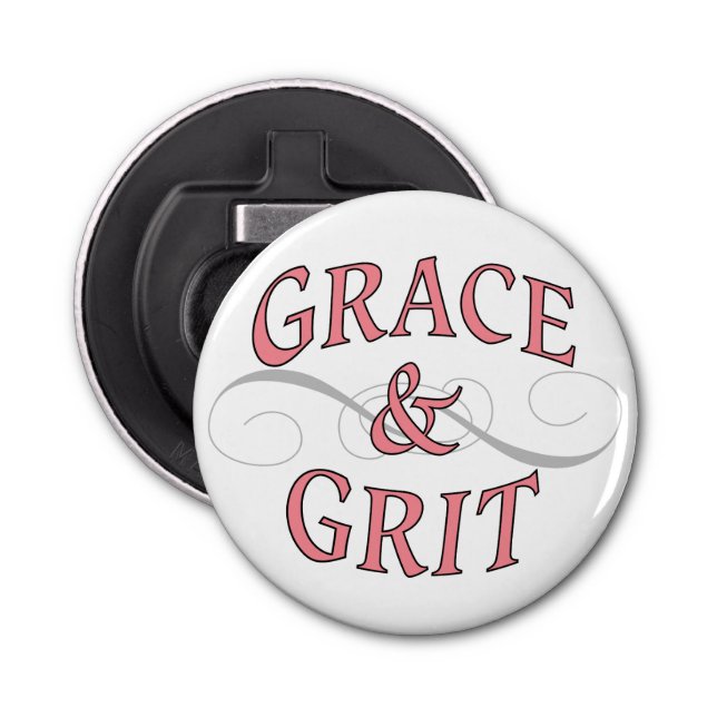 Grace & Grit in Pink and Grey Bottle Opener (Front)