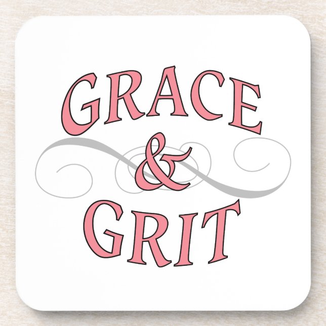 Grace & Grit in Pink and Grey Coaster (Front)